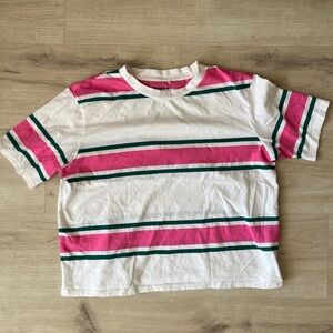 Boden Pink and Green Striped Kids Tee